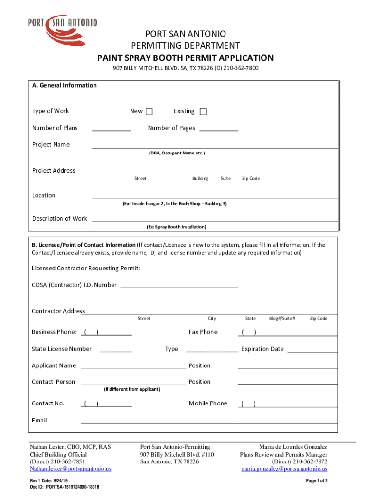 Fillable Online paint spray booth permit application Fax Email Print