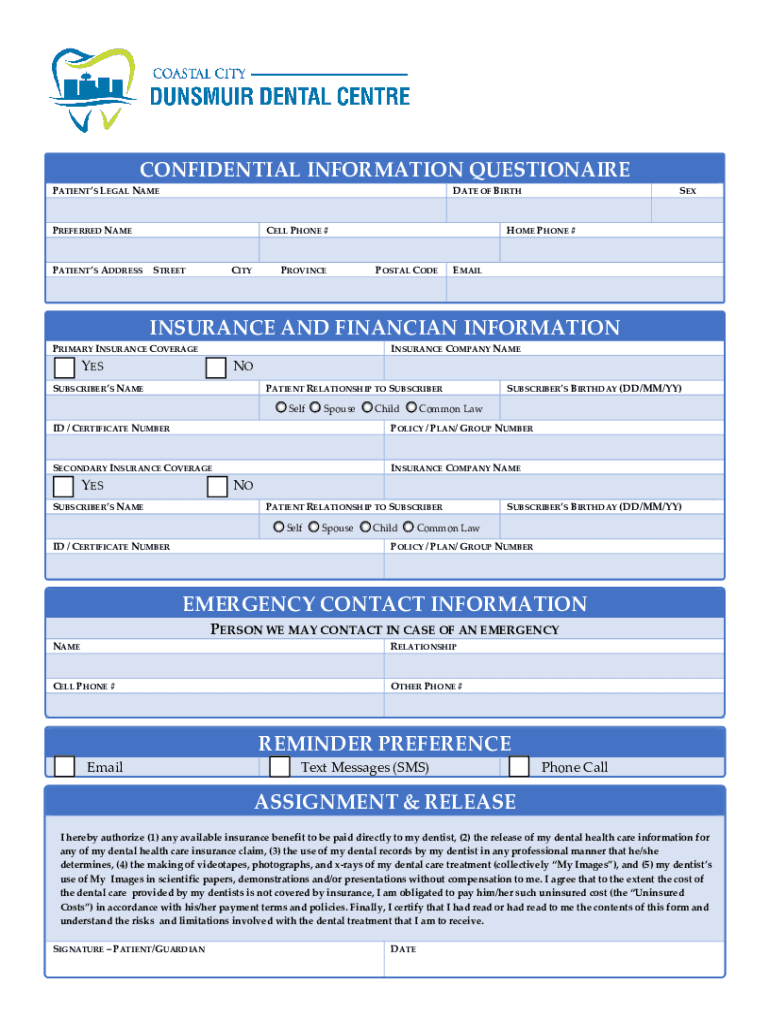 Fillable Online Patient Admission Questionnaire Fill Online