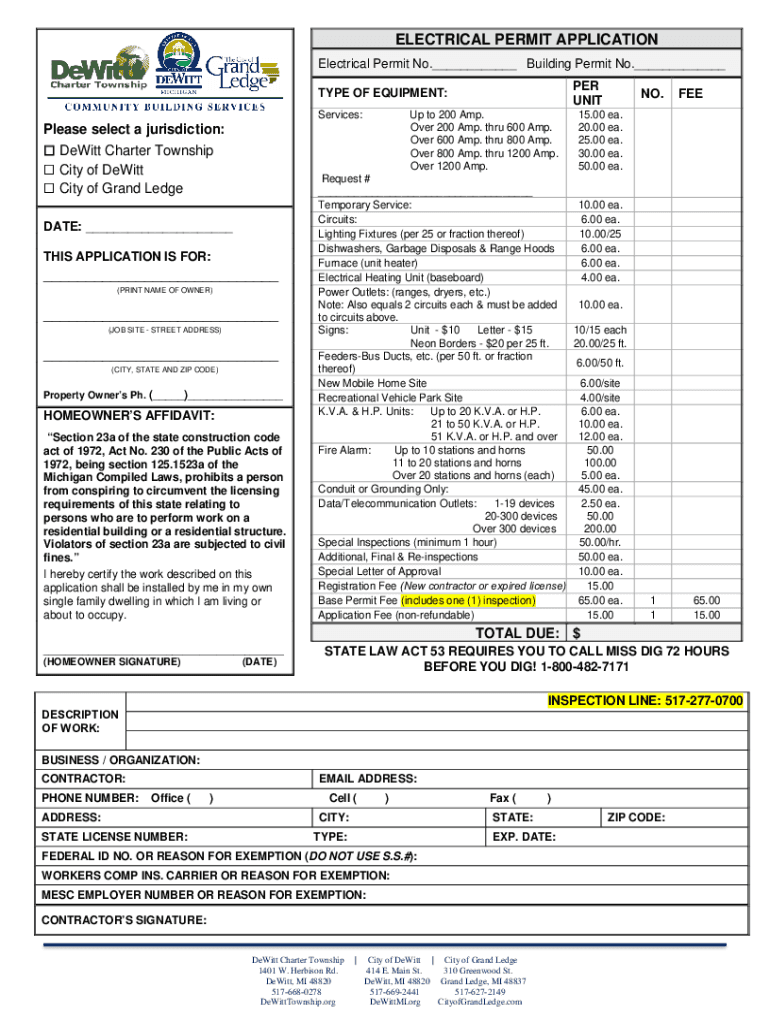 Fillable Online Hot to Pull an Electrical Permit for a Service Upgrade in Fax Email Print