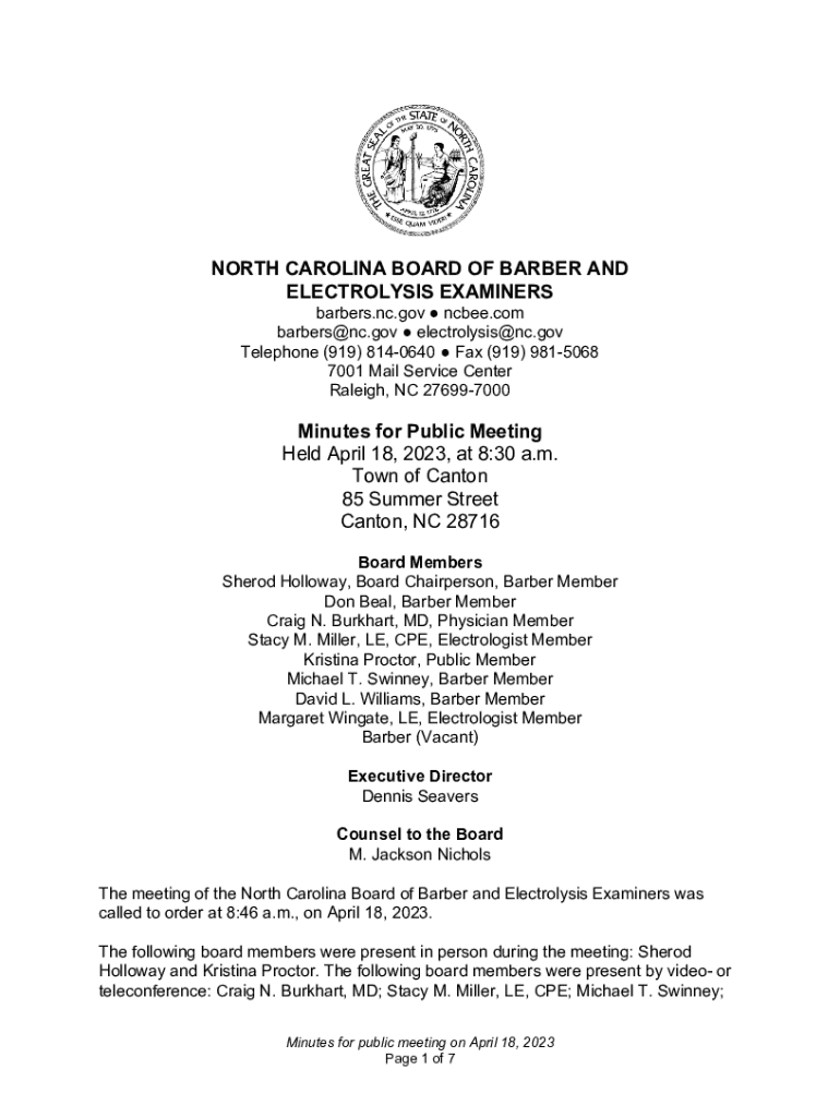Fillable Online The North Carolina Board of Electrolysis Examiners Fax