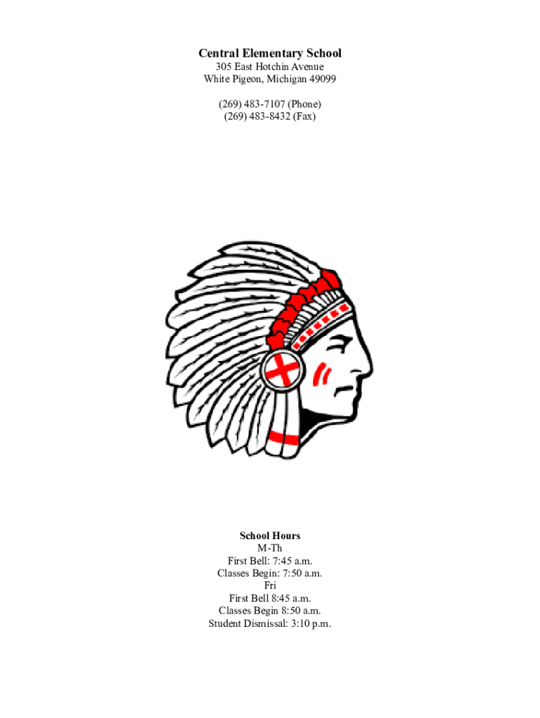 Fillable Online Central Elementary School in White Pigeon, MI Fax Email