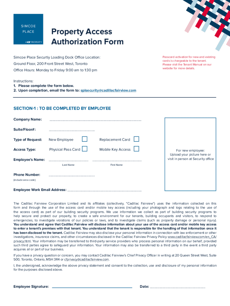 Fillable Online Property Access Authorization Form Fax Email Print