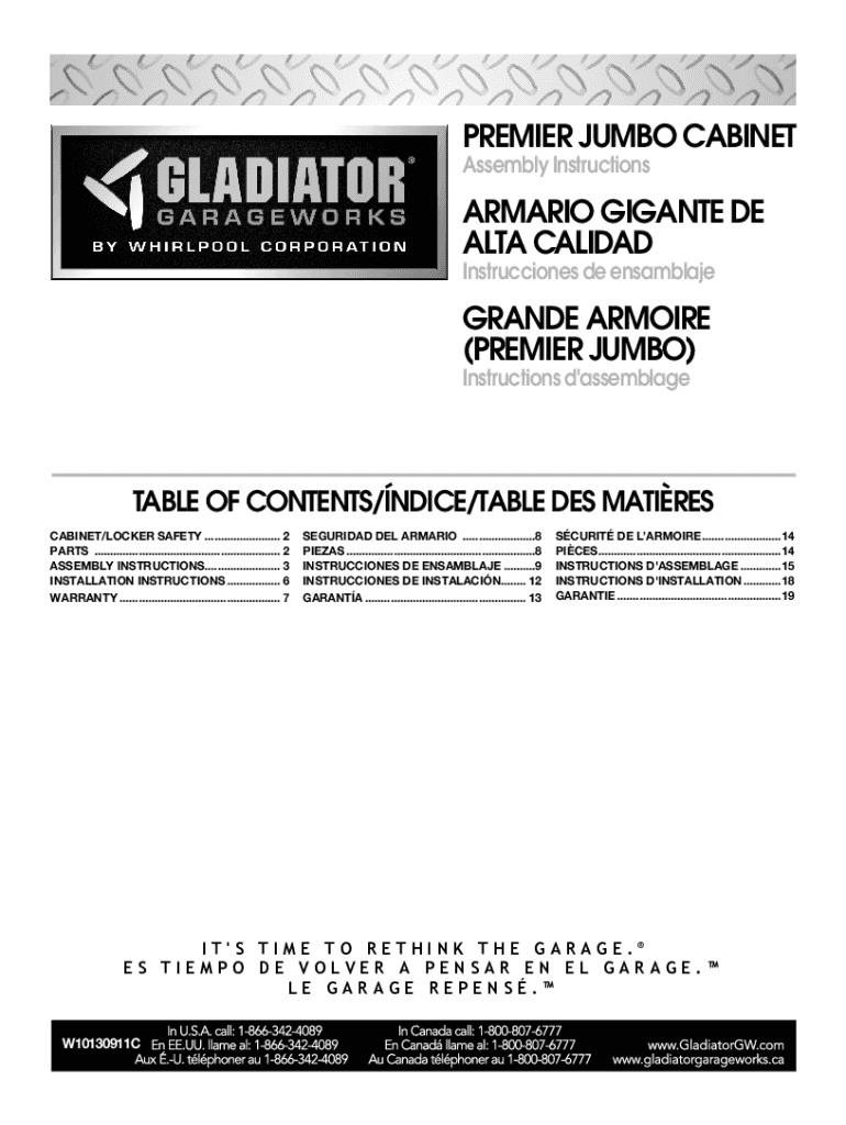 Completable En línea Assembly Instructions for the Gladiator Jumbo