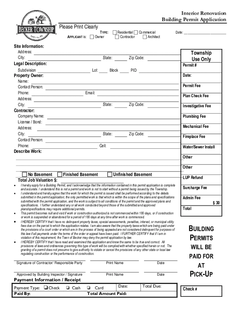 Fillable Online BUILDING PERMIT GUIDE for RESIDENTIAL ... Fax Email ...