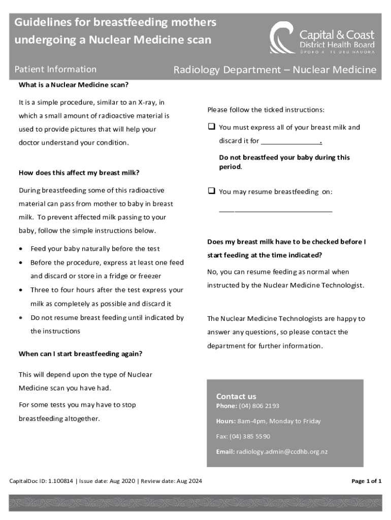 Fillable Online Having a Nuclear Medicine Test While Breastfeeding Fax