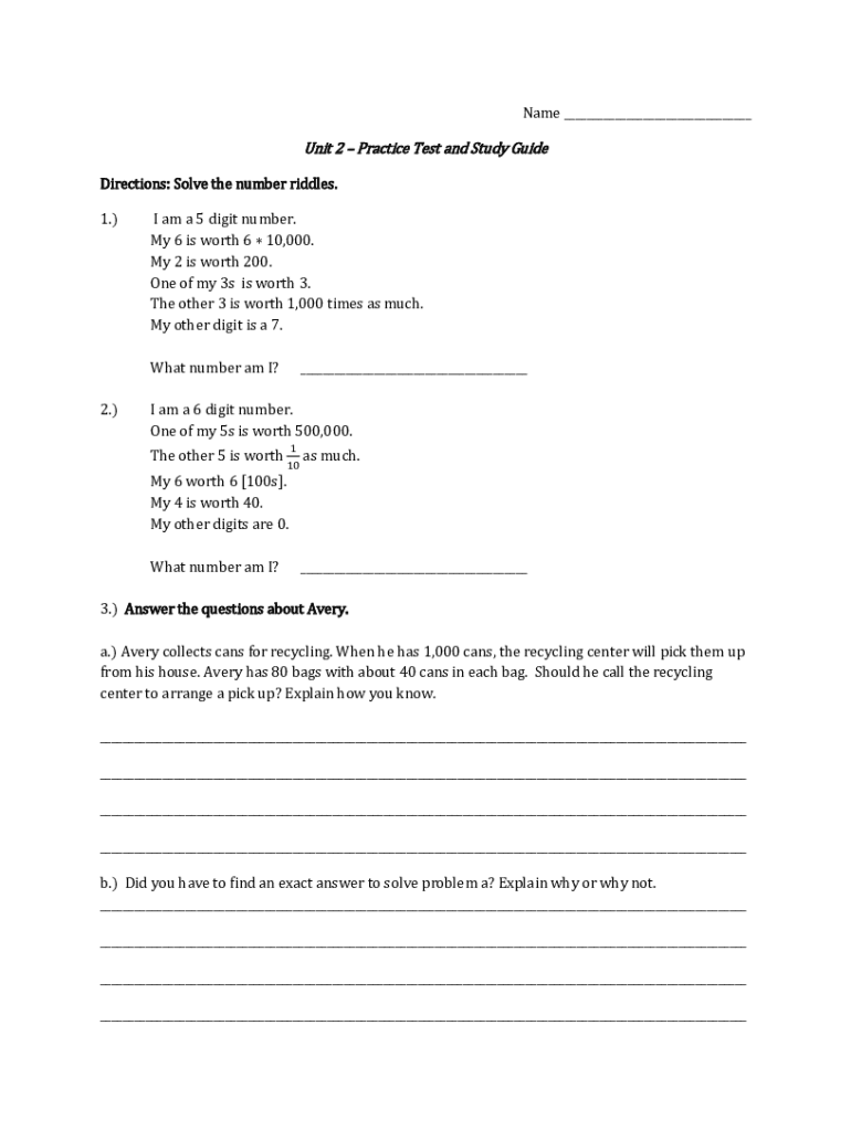 Fillable Online Math-Place Value Riddles Flashcards Fax Email Print ...