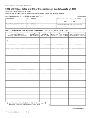 Michigan Sales and Other Dispositions of Capital Assets MI-8949