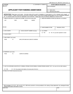 Form CD-346 Funding Assistance Application