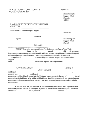 New York Family Court Support Cash Deposit Form