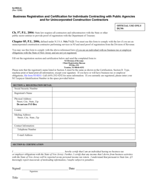 New Jersey Business Registration Form