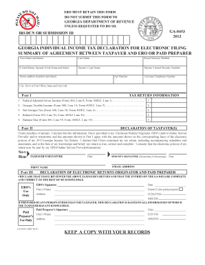 Georgia Individual Income Tax Declaration for Electronic Filing