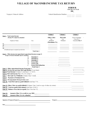 McComb Income Tax Return