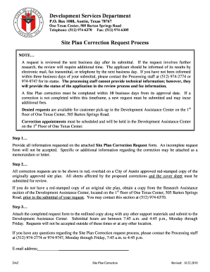 Site Plan Correction Request Form