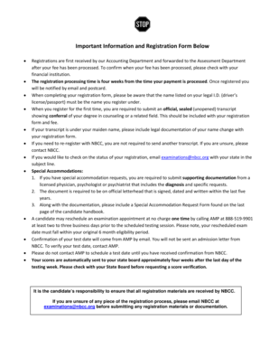 Texas Licensure Examination Registration Form