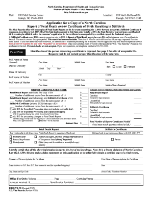 North Carolina Fetal Death and Stillbirth Certificate Application