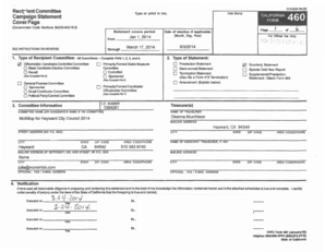 California Form 460 Campaign Statement