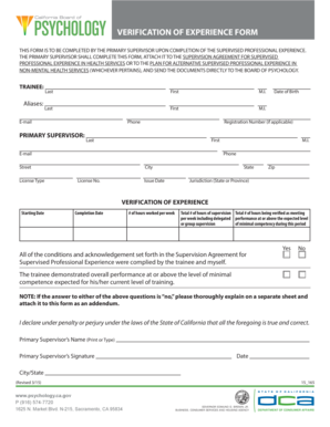 Verification of Experience Form