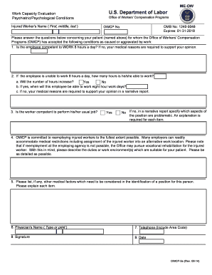Work Capacity Evaluation Form