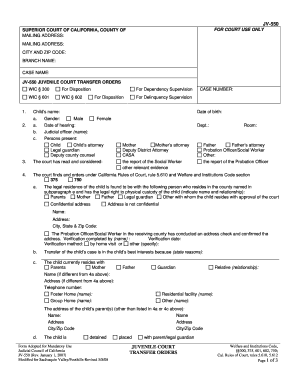 California Juvenile Court Transfer Order