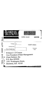 USPS Certified Mail Return Receipt Form