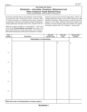 Ohio Estate Tax Return Schedule I