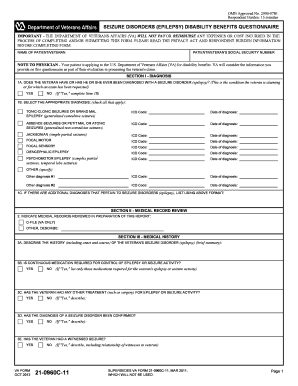 VA Seizure Disorders Disability Benefits Questionnaire