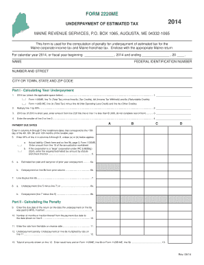 Maine Underpayment of Estimated Tax Form 2220ME