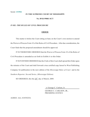 Mississippi Waiver of Process Form 1E