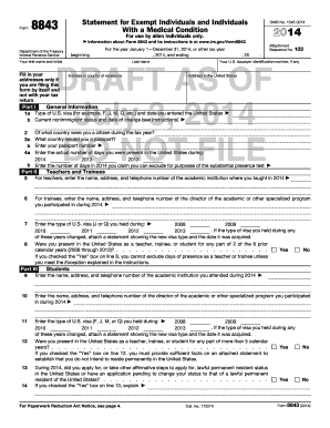 Form 8843 for Aliens with Medical Conditions