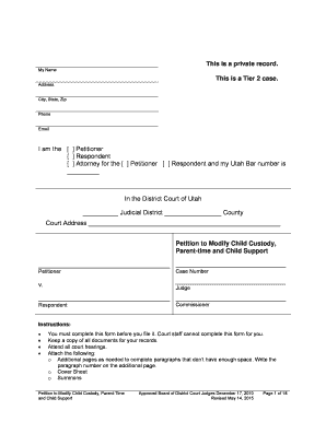 Petition to Modify Child Custody, Parent-Time and Child Support