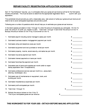 Michigan Motor Vehicle Repair Facility Registration Application