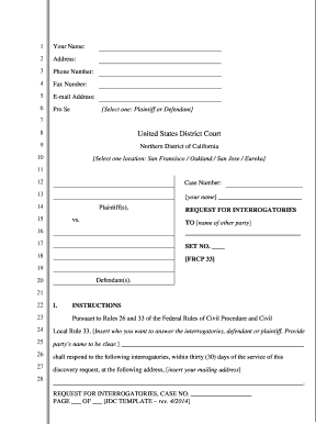 Request for Interrogatories