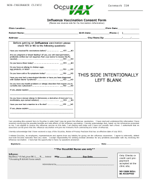Influenza Vaccination Consent Form