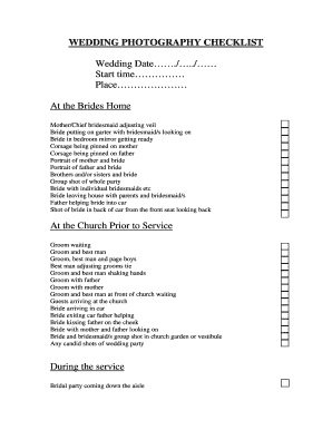 Wedding Photography Checklist