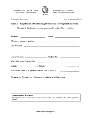 Malta Continuing Professional Development Registration Form