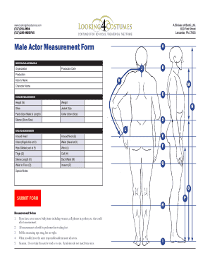 Male Actor Measurement Form