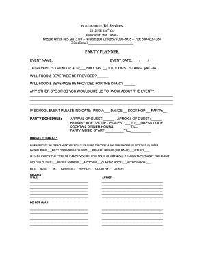Event Planning Form for DJ Services