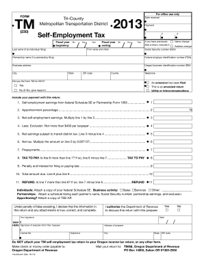 TriMet Self-Employment Tax Form TM