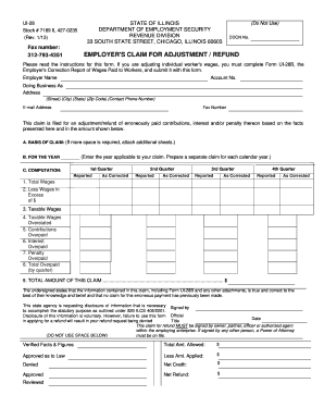 Illinois Employer's Claim for Adjustment / Refund