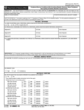 VA Form 21-0960C-10 Peripheral Nerve Condition Disability Questionnaire