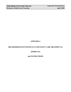 Utah Medicaid Pre-Admission Inpatient Care Transmittal