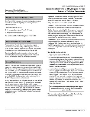 Form G-884 Request for Return of Original Documents