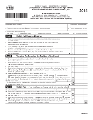 Hawaii N-615 Form for Children's Unearned Income Tax