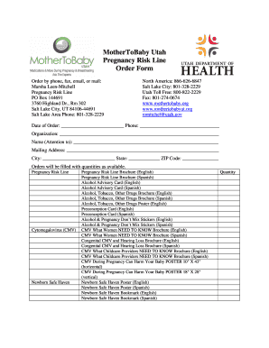 Pregnancy Risk Line Order Form