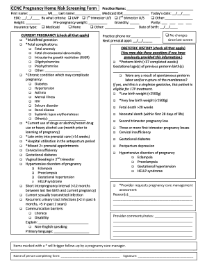 Pregnancy Home Risk Screening Form