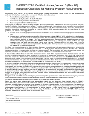 ENERGY STAR Certified Homes Inspection Checklist