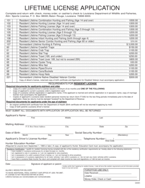 Louisiana Lifetime License Application