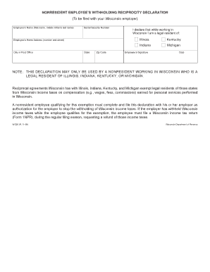 Wisconsin Nonresident Employee Withholding Reciprocity Declaration
