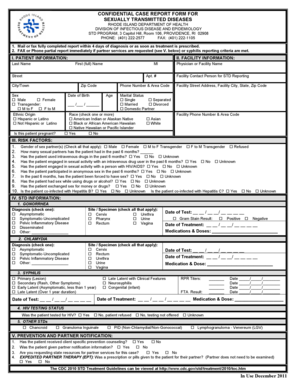 Confidential Case Report Form for Sexually Transmitted Diseases