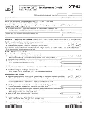 New York QETC Employment Credit Claim Form